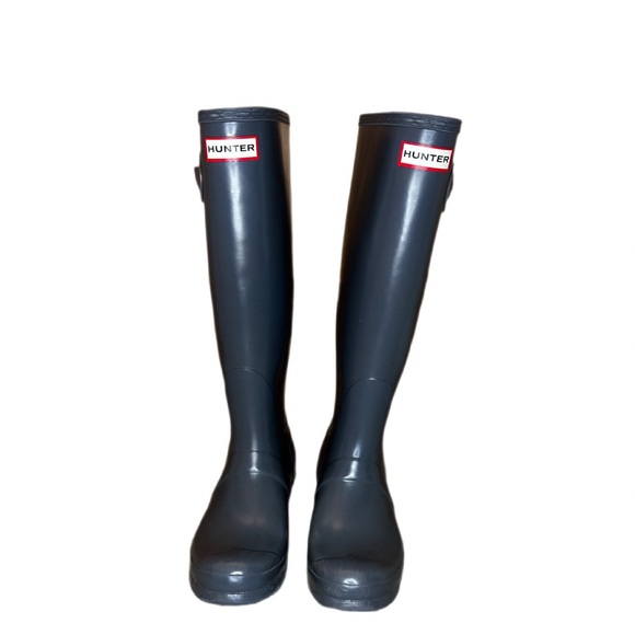 Hunter Tall Gray Rain Boots - Picture 1 of 5